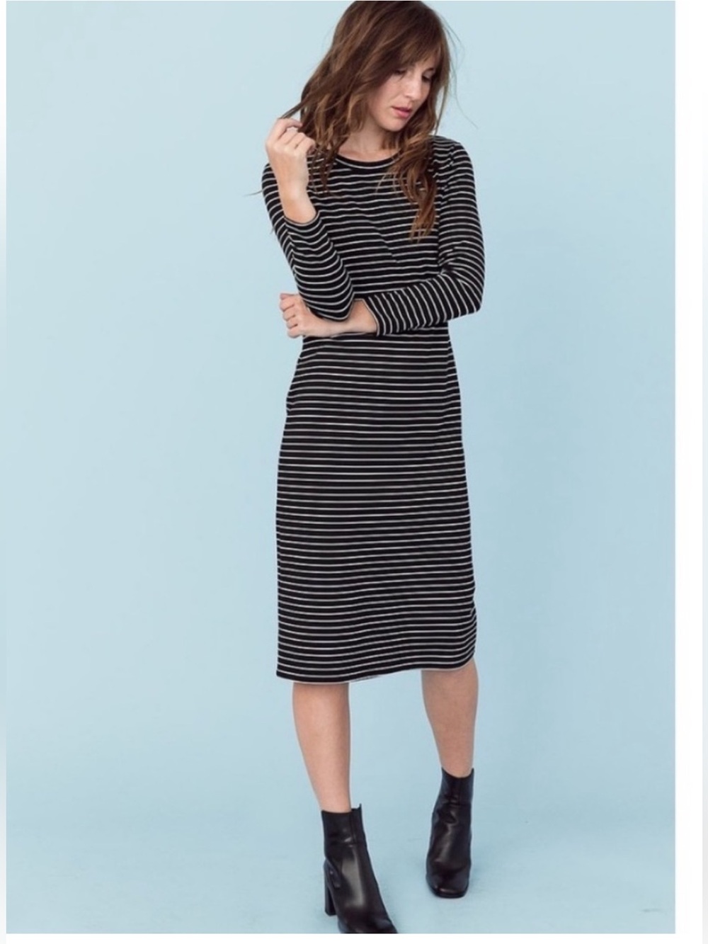 Sonnet James Reese Midi Play Dress Black And White Stripe Stretchy Size Small